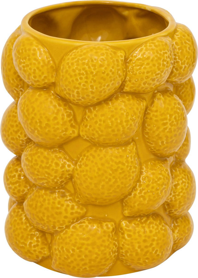 Atmosphera Vase en céramique Yucatan citron - Ø14xH18cm - Jaune