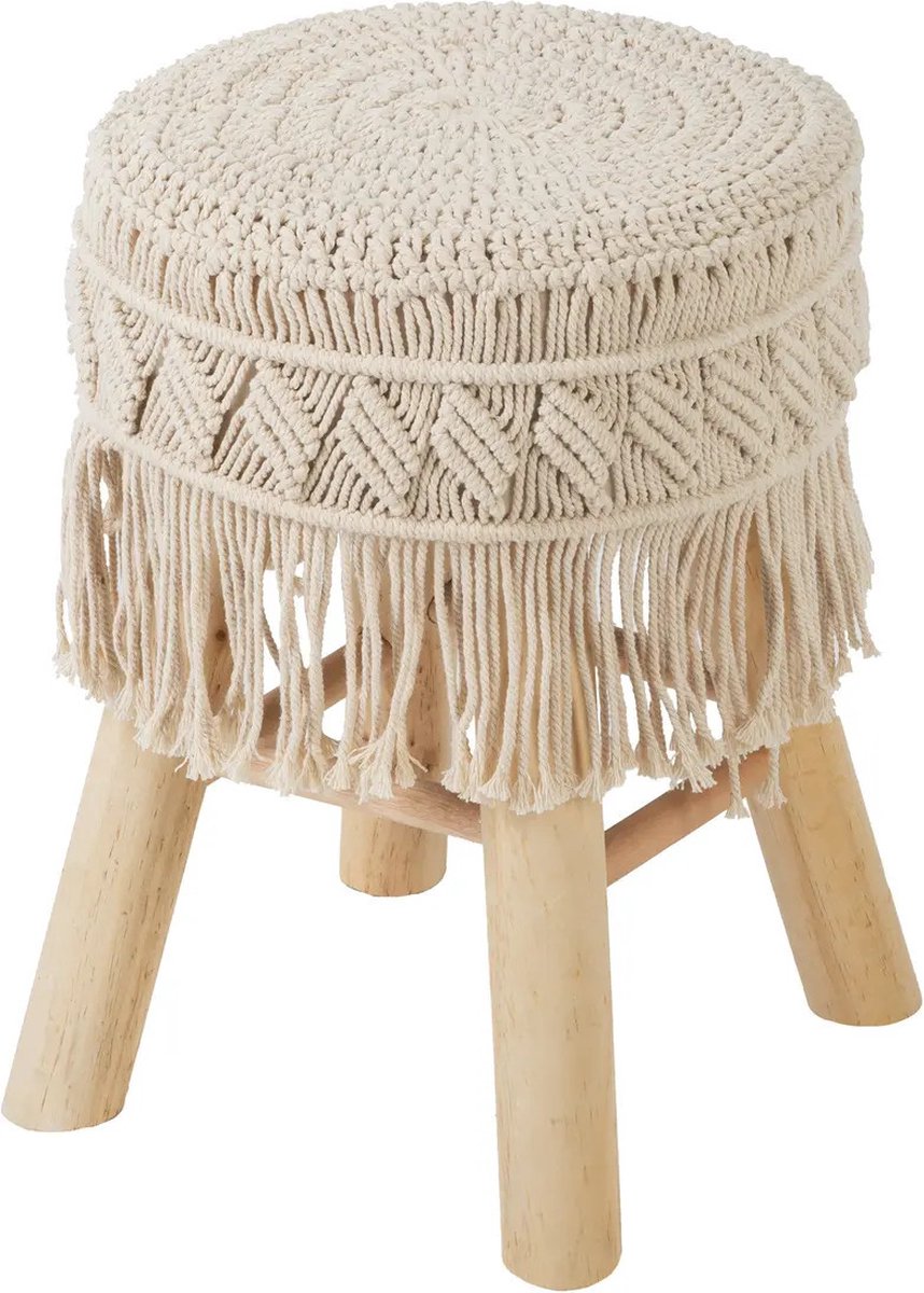Hocker Tabouret Makramee Bohemian 32 x 42
