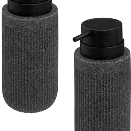 5Five Pompe à savon/distributeur de savon Onyx - Lot de 2 - anthracite - polystone - 17 x 7 cm - 350 ml