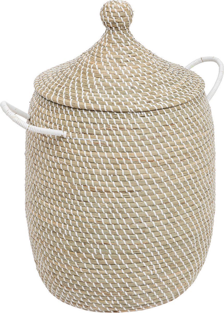 Atmosphera Soleya Straw Baskets Set of 2 Ø39xH58cm - Beige