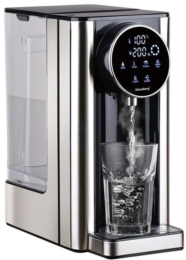 Klausberg KB7880 Distributeur d'eau chaude – 2,7 litres – Commande tactile LED – Contrôle de la température et du volume – 2600W - Distributeur d'eau chaude