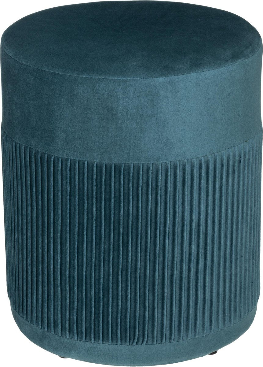 Atmosphera Nofy velvet pouffe - Blue - H 38 CM