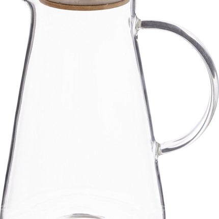 Carafe/pichet 1,5 litre en verre avec couvercle en bambou - Carafe à eau - Carafe à jus