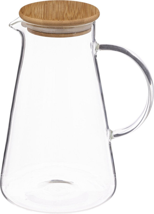 Carafe/pichet 1,5 litre en verre avec couvercle en bambou - Carafe à eau - Carafe à jus