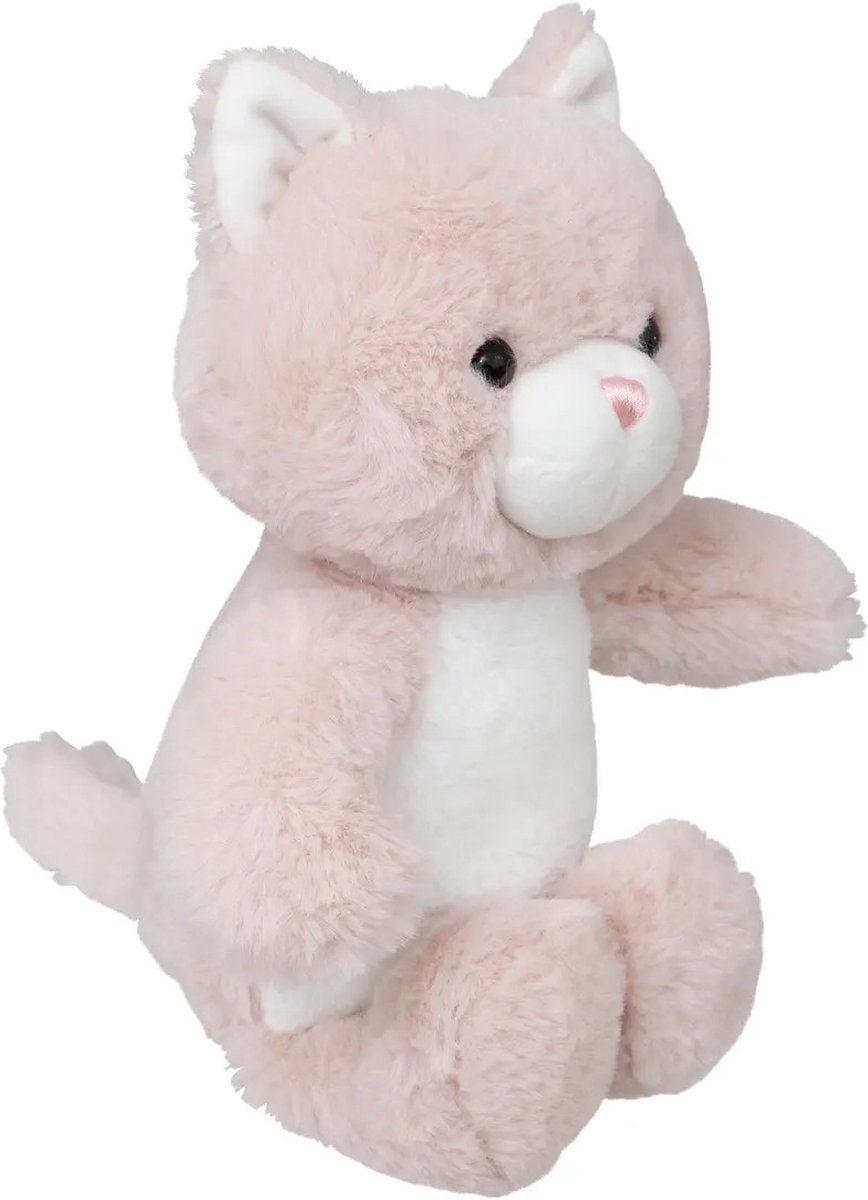 Atmosphera Knuffeldier Kat / poes Kitty - zachte pluche stof - katten knuffels - roze - 28 cm