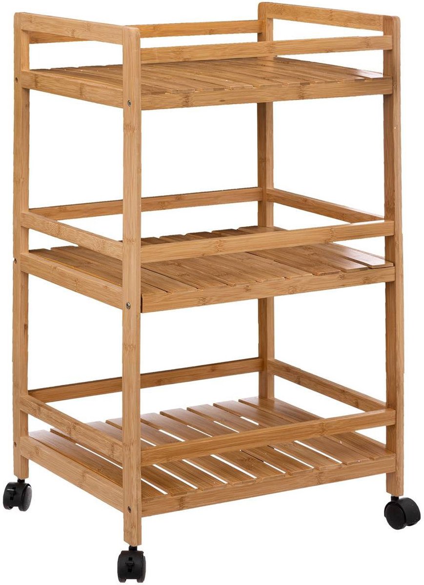 5Five Küchenwagen / Schrank - braun - Bambusholz - 80 x 45 x 38 cm - 3 Ebenen