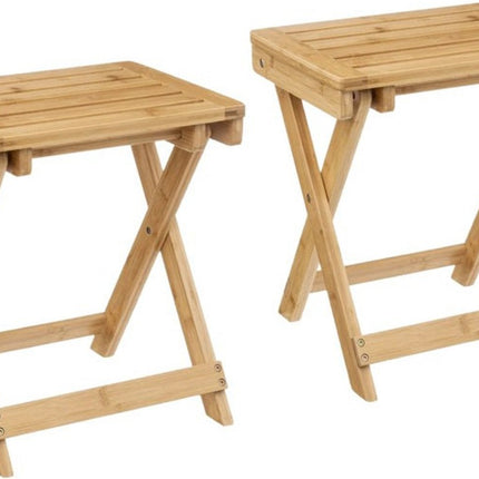 5Five - Table d'appoint pliable - 2x - bois de bambou - L39 x l33 x H44 cm
