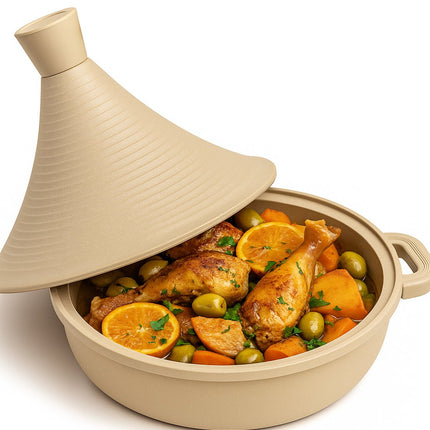 Tajine Marrakech - Tajine en aluminium de luxe à induction | Taupe | Convient pour 4-8 personnes