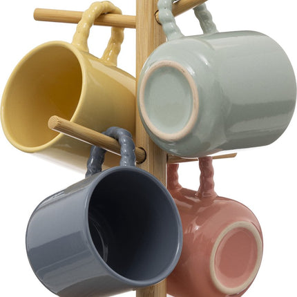 Secret de Gourmet Emma étagère avec 4 mugs 21cl - Multicolore