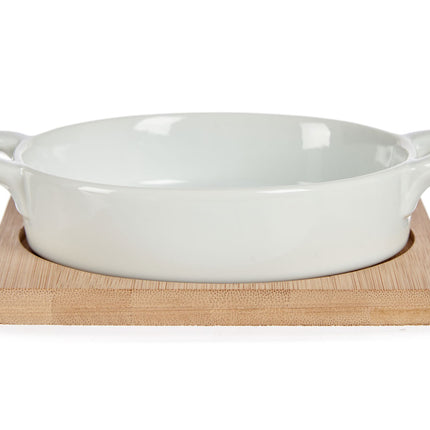 Plat de service avec dessous de plat en bambou – 12,5 cm – Élégant et pratique