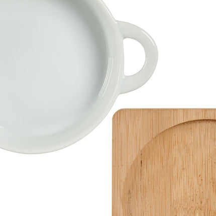 Plat de service avec dessous de plat en bambou – 12,5 cm – Élégant et pratique