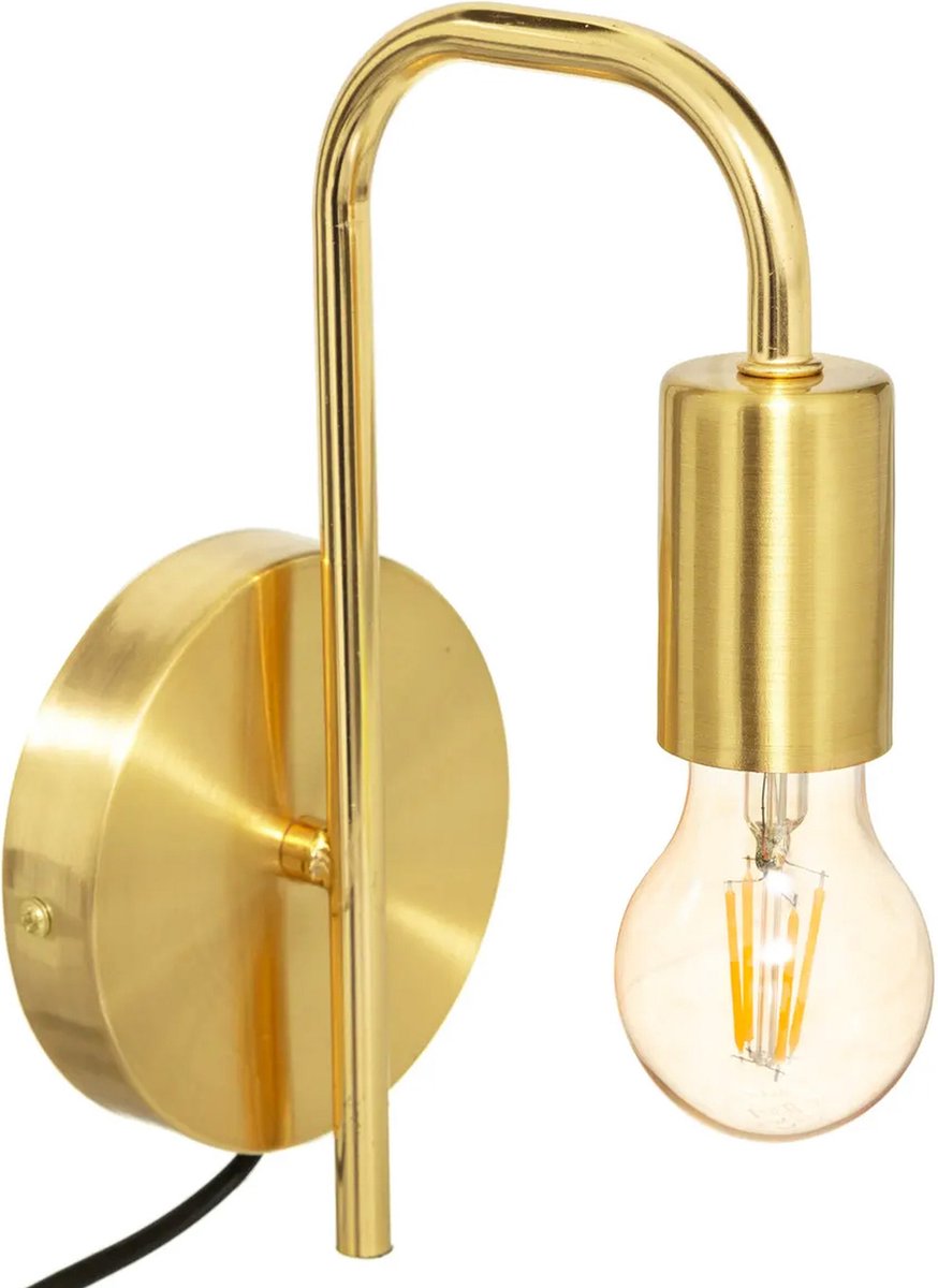 Atmosphera wandlamp goud – metaal, E27-fitting, 12 x 25 cm