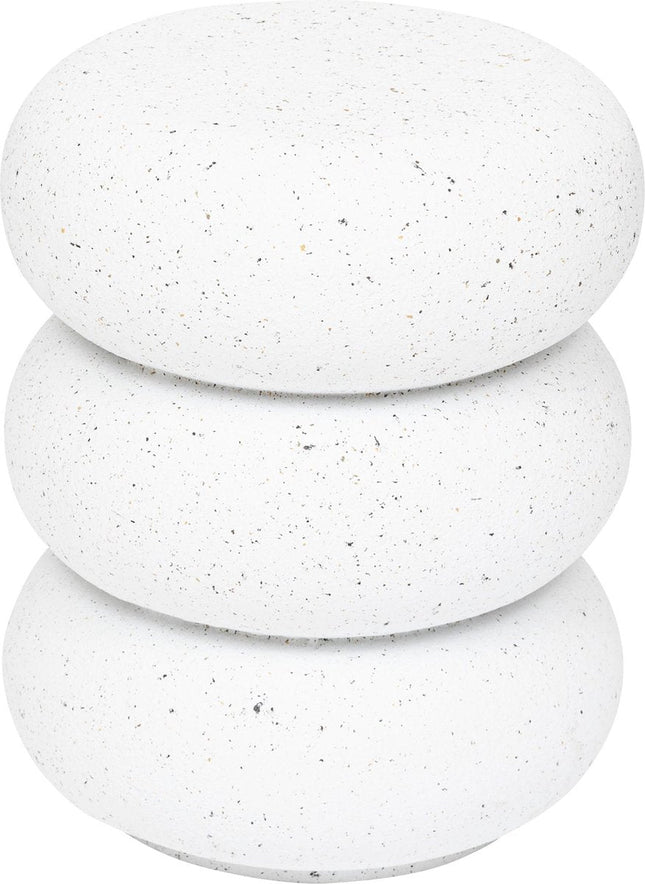 Table basse Atmosphera Stonento Totem en magnésie blanche - Ø35xH43cm - Blanc