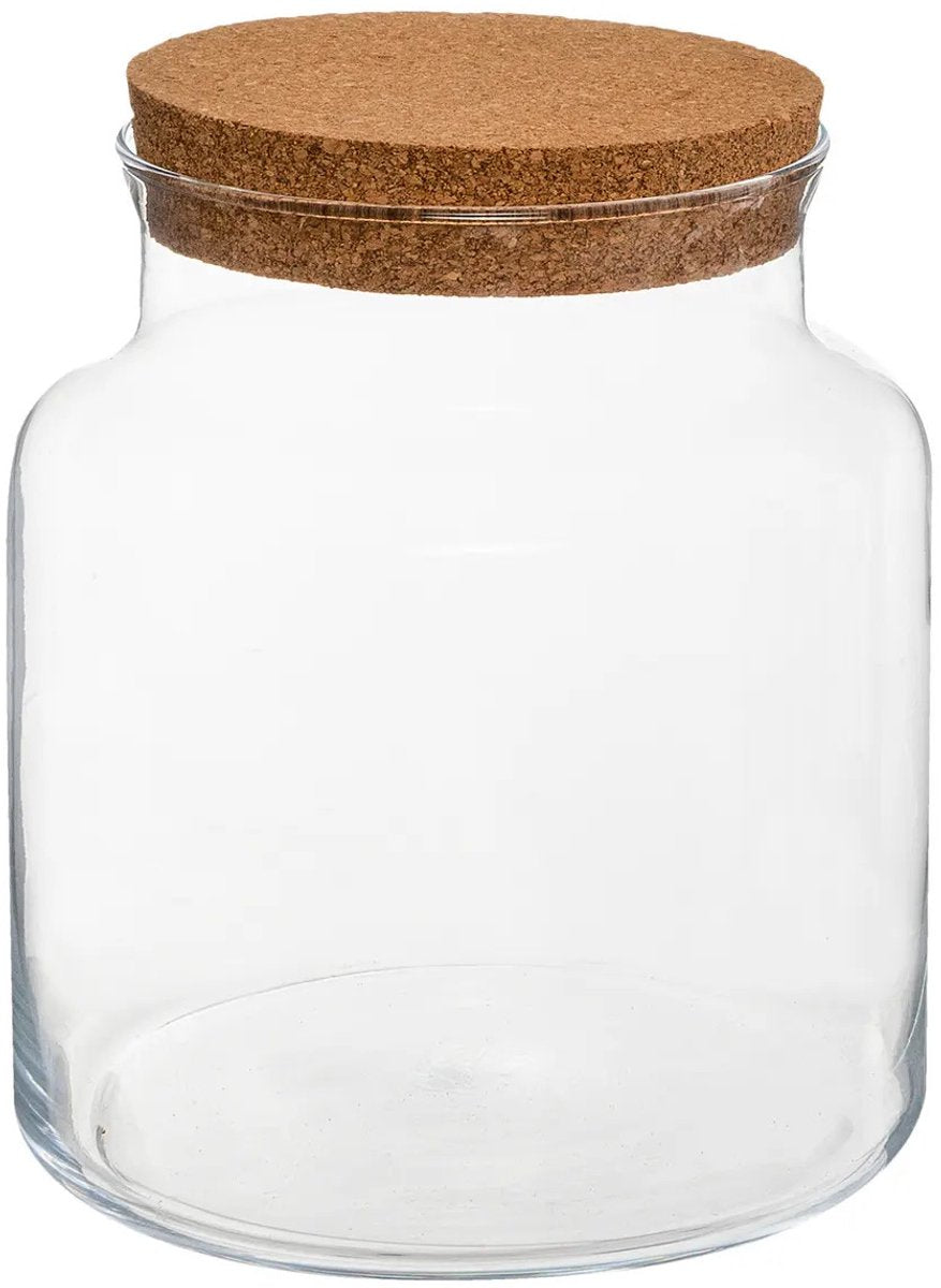 Atmosphera glass pot/vase for plant ecosystem - cork lid - D18 x H21 cm - terrarium