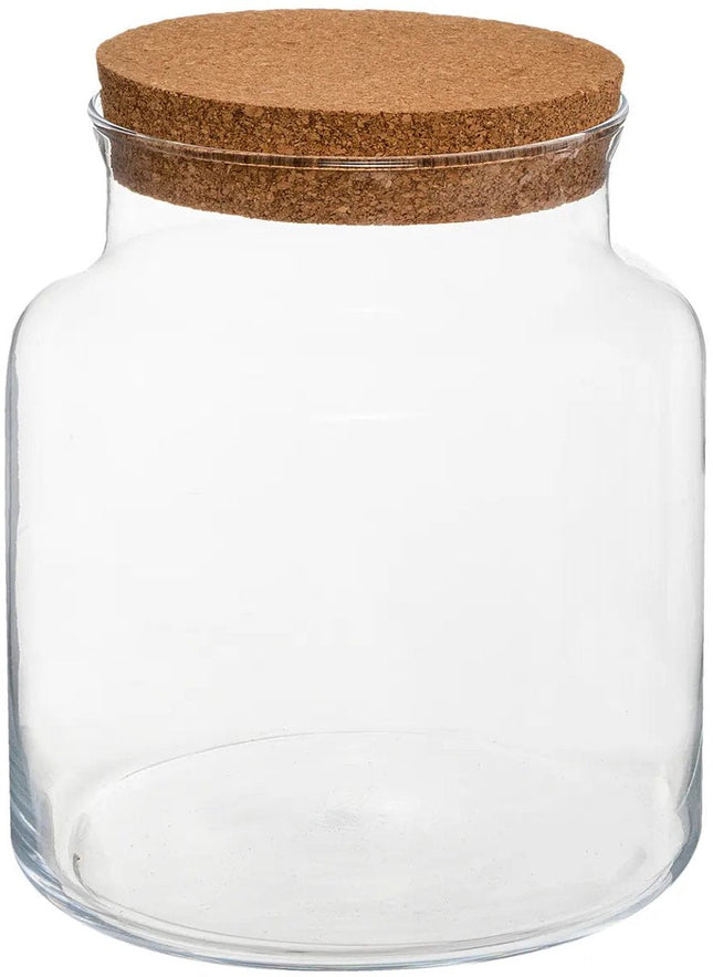 Atmosphera Pot/vase en verre pour plantes écosystème - couvercle en liège - D18 x H21 cm - terrarium