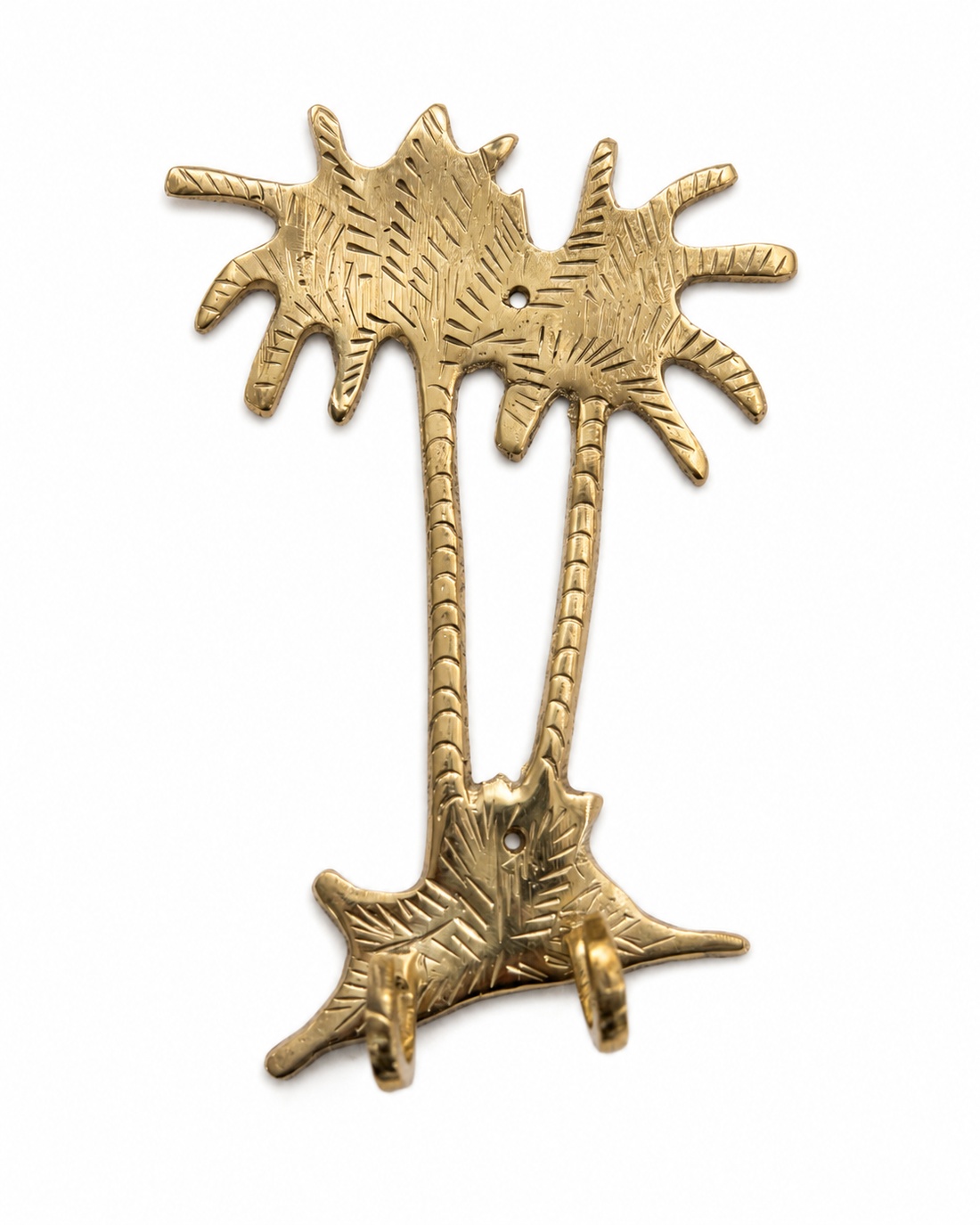 Handmade Palm Tree Coat Rack with 2 Hooks – Brass – Wall Hook – 20 x 11 cm – Moroccan Design