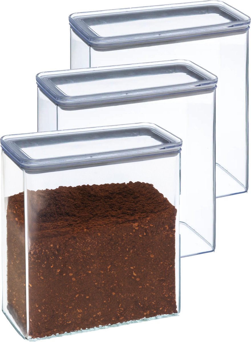 5Five Storage Jar - 5x - kitchen / food - plastic - 3000 ml - airtight lid - transparent - 20 x 10 x 20 cm
