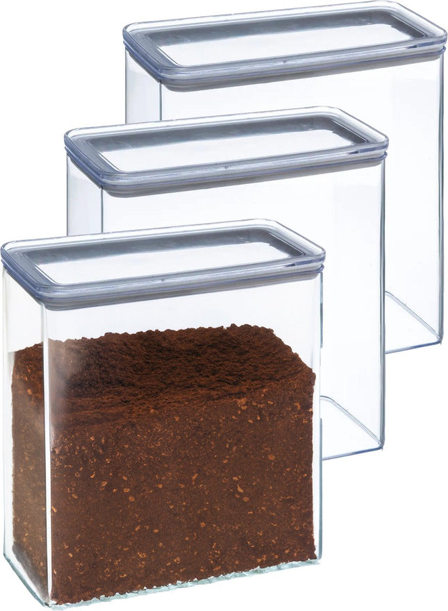 5Five Récipient de conservation - 5x - cuisine/nourriture - plastique - 3000 ml - couvercle hermétique - transparent - 20 x 10 x 20 cm