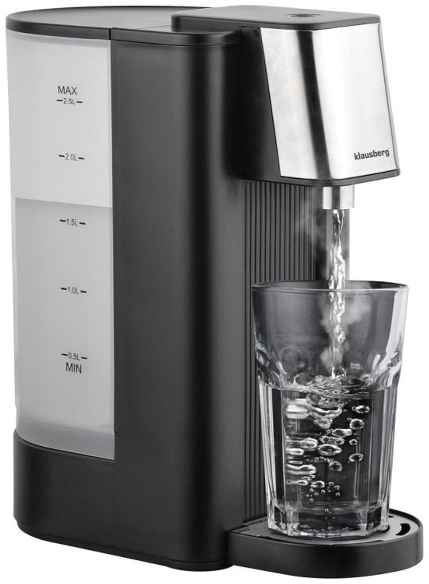 Klausberg KB7877 kokend water dispenser – 2,5 liter, 2600 W, zwart en RVS