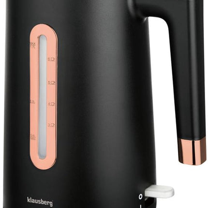 Klausberg KB-7889 Bouilloire électrique - 1,7L - Noir/Or Rose - 2200W - Acier inoxydable et PP - Sûr et élégant - Or Rose