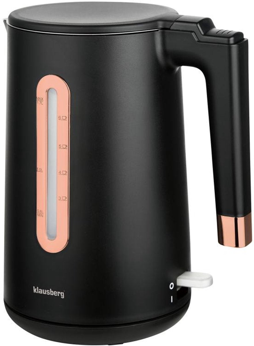 Klausberg KB-7889 Elektrischer Wasserkocher - 1,7L - Schwarz / Roségold - 2200W - Edelstahl & PP - Sicher & Stilvoll - Roségold