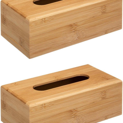 5Five - Boîte à mouchoirs marron 25 x 13 x 8 cm bois de bambou - lot de 2