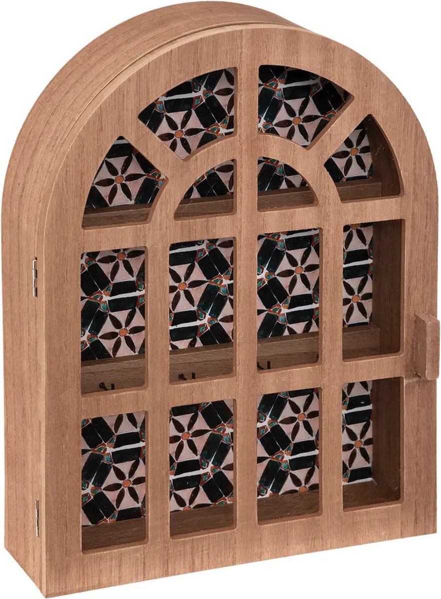 Atmosphera Schlüsselschrank Classic Window - MDF/Glas - Hellbraun - 27 x 36 cm - Klassischer Bogenfenster-Look - stehend oder zur Wandmontage
