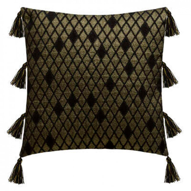 Housse de coussin noir/or brillant 40 x 40 cm