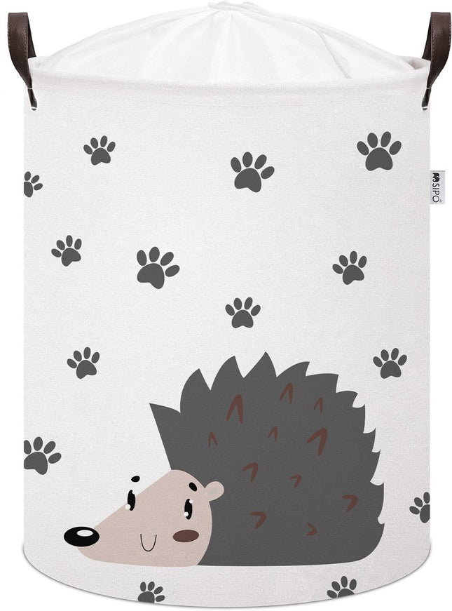 Panier de rangement hérisson - Boîte de rangement en coton avec cordon de serrage - Panier à linge pour enfants - 43 litres - 35x35x45 cm - Sipo - Panier à vêtements