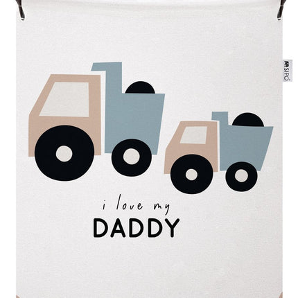 Panier de rangement camion - Boîte de rangement en coton avec "I Love My Daddy" - Panier à linge pour enfants - 43 litres - 35x35x45 cm - Sipo - Panier à jouets - Panier à linge