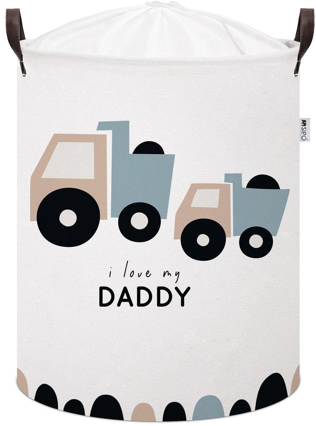 Panier de rangement camion - Boîte de rangement en coton avec "I Love My Daddy" - Panier à linge pour enfants - 43 litres - 35x35x45 cm - Sipo - Panier à jouets - Panier à linge