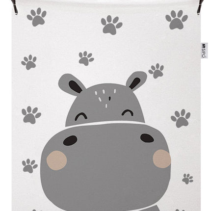 Panier de rangement pour jouets Hippopotame - Boîte de rangement en coton avec cordon de serrage - Panier à linge pour enfants - 43 litres - 35x35x45 cm - Panier de rangement - Panier à linge - Sipo
