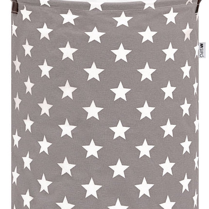 Panier de rangement de jouets gris avec étoiles - Panier à linge en coton pour enfants - Boîte de rangement avec cordon de serrage - 43 Litres - 35x35x45 cm - Panier à linge - Sipo