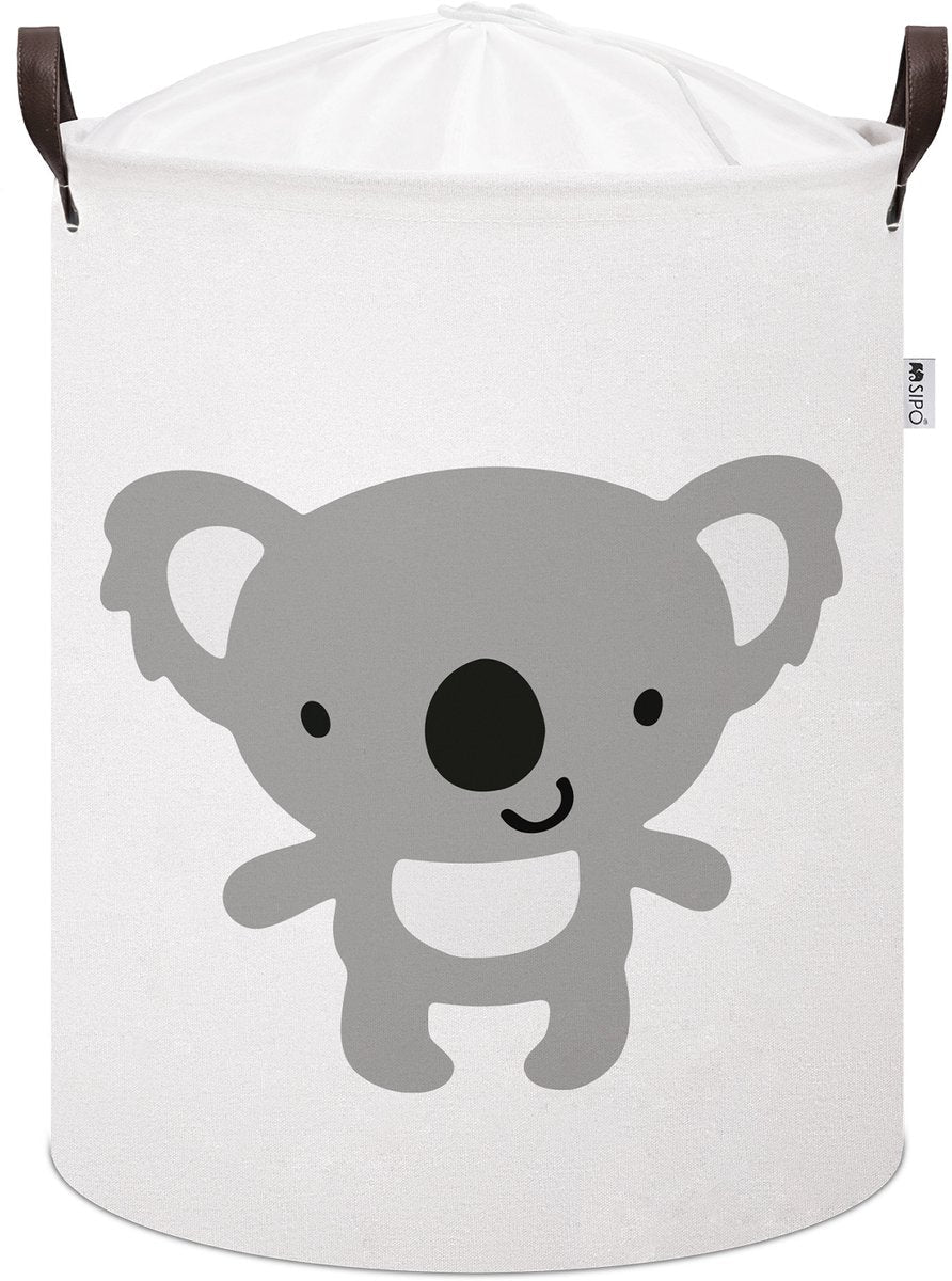SIPO speelgoedopbergmand koala – katoenen wasmand met trekkoord, 43 liter