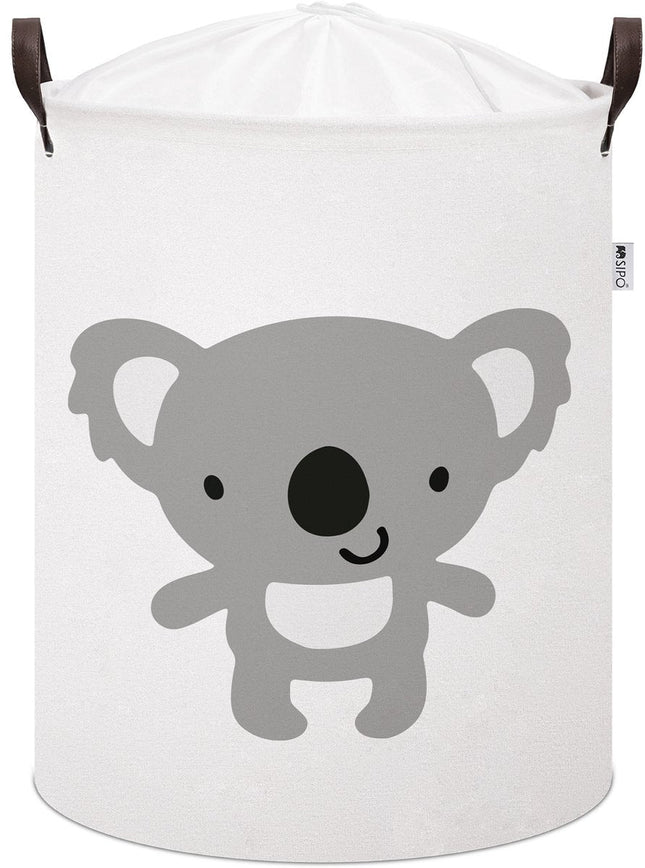 Sipo Koala - Panier à linge en coton pour enfants - Boîte de rangement avec cordon de serrage et poignées - 43 litres - 35x35x45 cm