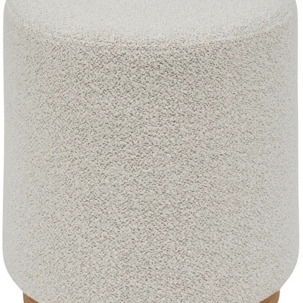 Atmosphera Pouf de rangement - Nesky Boucle - tissu/bois - blanc - D41 x H45 cm - siège d'appoint - chaises