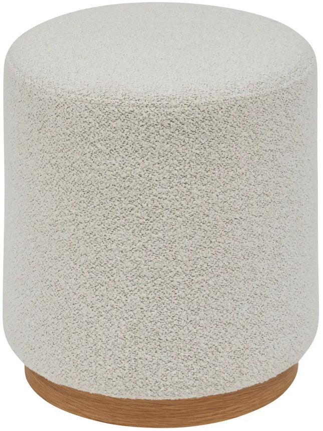 Atmosphera Pouf de rangement - Nesky Boucle - tissu/bois - blanc - D41 x H45 cm - siège d'appoint - chaises