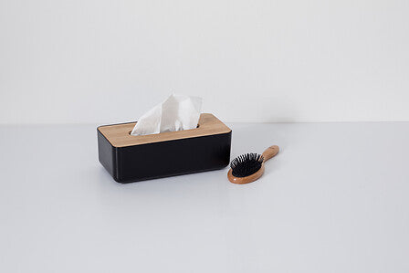 Zwarte Bamboe Tissuebox - Stijlvolle Zakdoekhouder (26 x 13 x 8, 8 cm) - Moderne Opbergdoos voor Kleenex & Tissues - Duurzaam Design voor Woonkamer, Badkamer of Kantoor