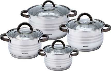 Klausberg 7701 - Batterie de cuisine 8 pièces - casseroles - 16-18-20-24 cm - avec couvercle Graphite
