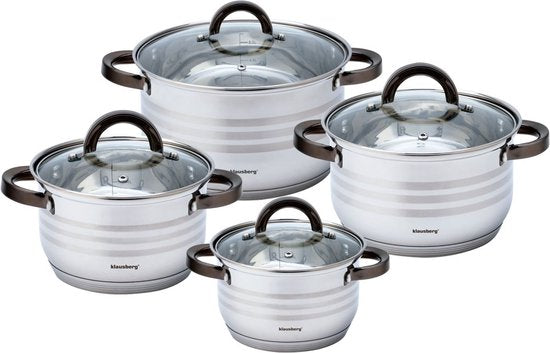 Klausberg 7701 - Batterie de cuisine 8 pièces - casseroles - 16-18-20-24 cm - avec couvercle Graphite