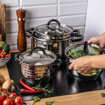 Klausberg 7701 - Batterie de cuisine 8 pièces - casseroles - 16-18-20-24 cm - avec couvercle Graphite