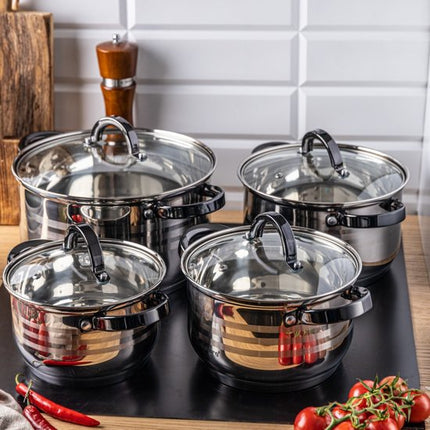 Klausberg 7701 - Batterie de cuisine 8 pièces - casseroles - 16-18-20-24 cm - avec couvercle Graphite
