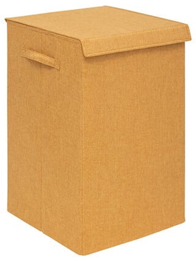 5Five Eureka panier à linge à trier - 74 litres - jaune ocre - 37 x 37 x 60 cm - MDF/Tissu polyester - avec couvercle