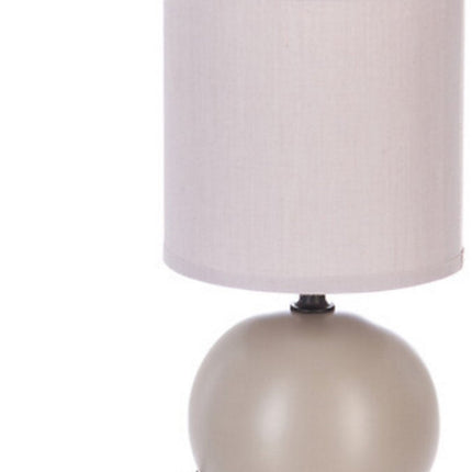 Lampe de table sphérique en céramique taupe | Veilleuse E14 | Abat-jour en tissu | Ø13 x H25 cm | Lampe de bureau | Lampe sphérique en céramique