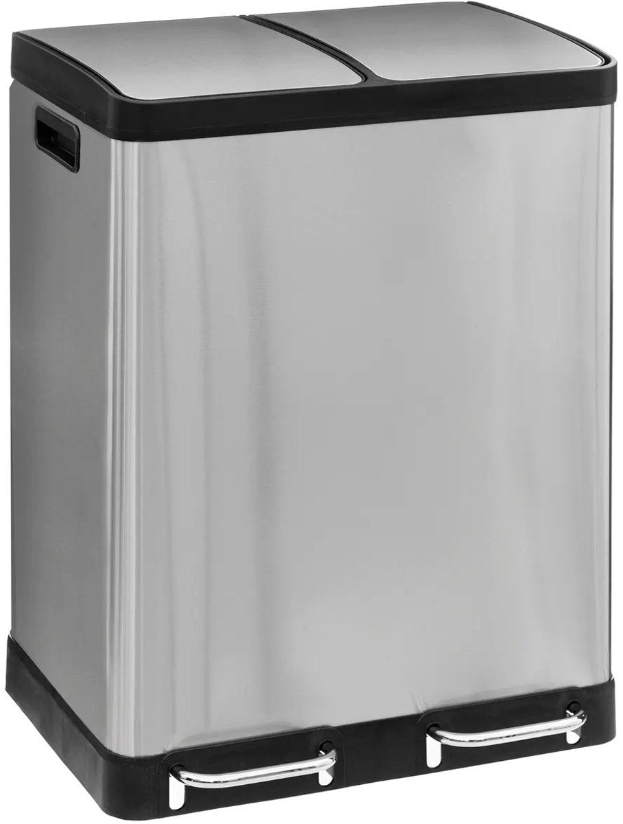 5Five Double Trash Can/Pedal Bin Ariane - silver - stainless steel metal - 2 x 30 liters - 49 x 40 x 67cm - kitchen