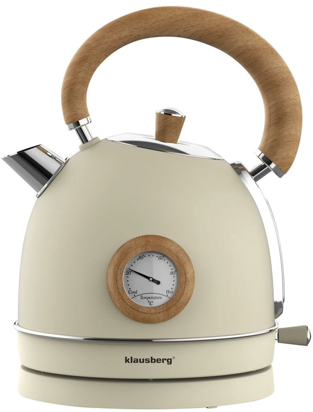 Klausberg 7906 - Bouilloire Rétro - 1,8L - Inox - Crème - avec Thermomètre