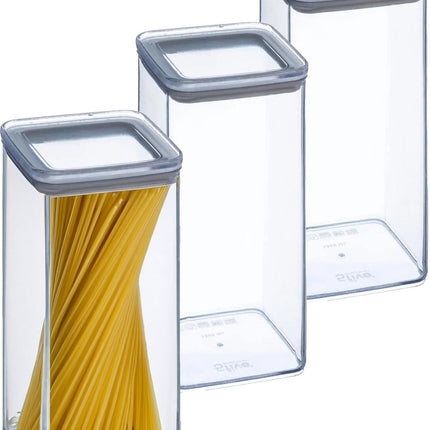 5Five Pot de conservation - 5x - cuisine/nourriture - plastique - 1500 ml - couvercle hermétique - transparent - 10 x 10 x 20 cm