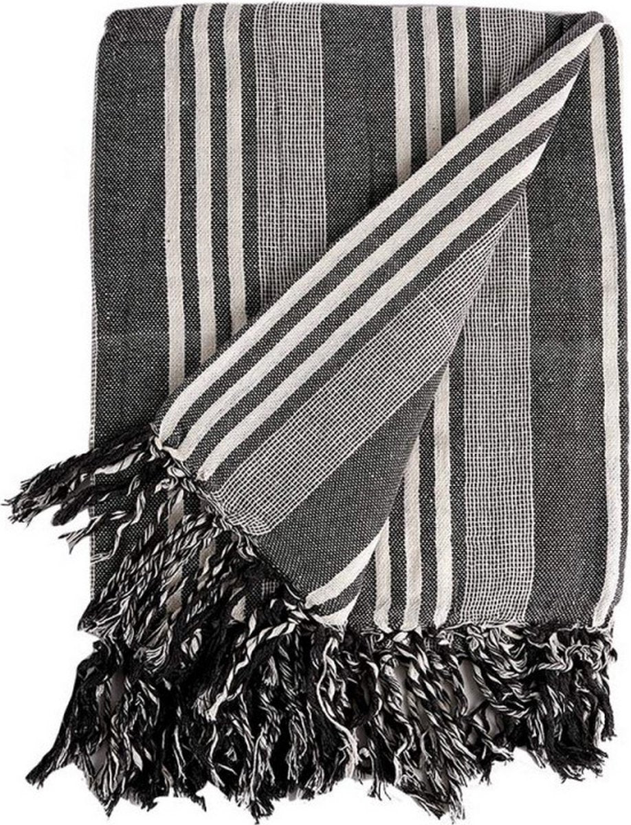 Multifunctionele sjaal met strepen – wit en grijs, 205 x 235 cm