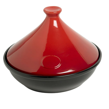 Tajine en faïence Cosy & Trendy - Ø 31 cm x 25 cm - Noir-Rouge