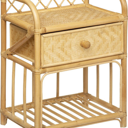 Atmosphera Kids Aoni Table de chevet à tiroir Rotin et bambou - Table d'appoint - Chambre d'enfant - Table de nuit - Chevet enfant